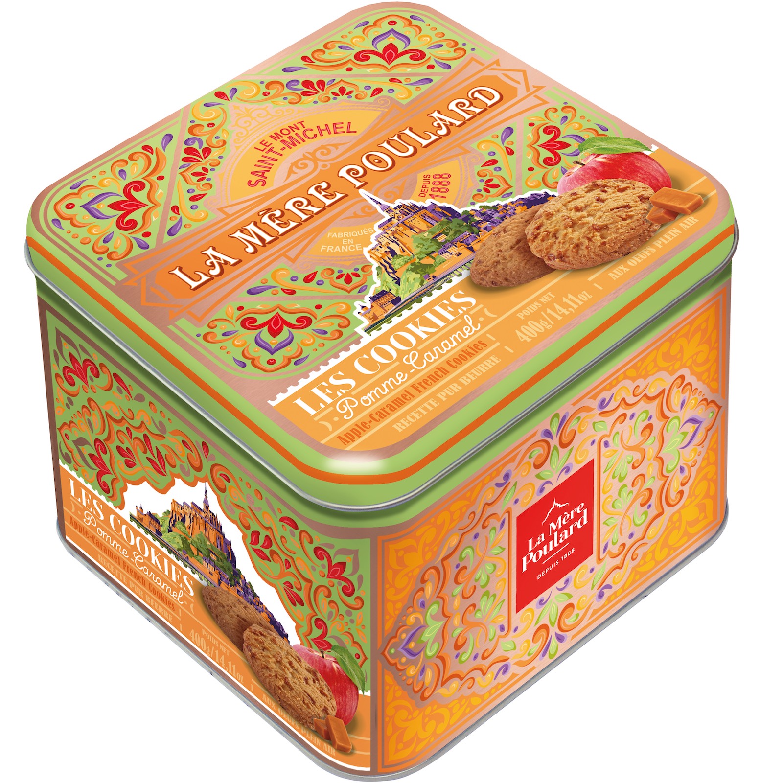 Les Cookies Mythique - Biscuiți cu mere și caramel cutie metalică 400G