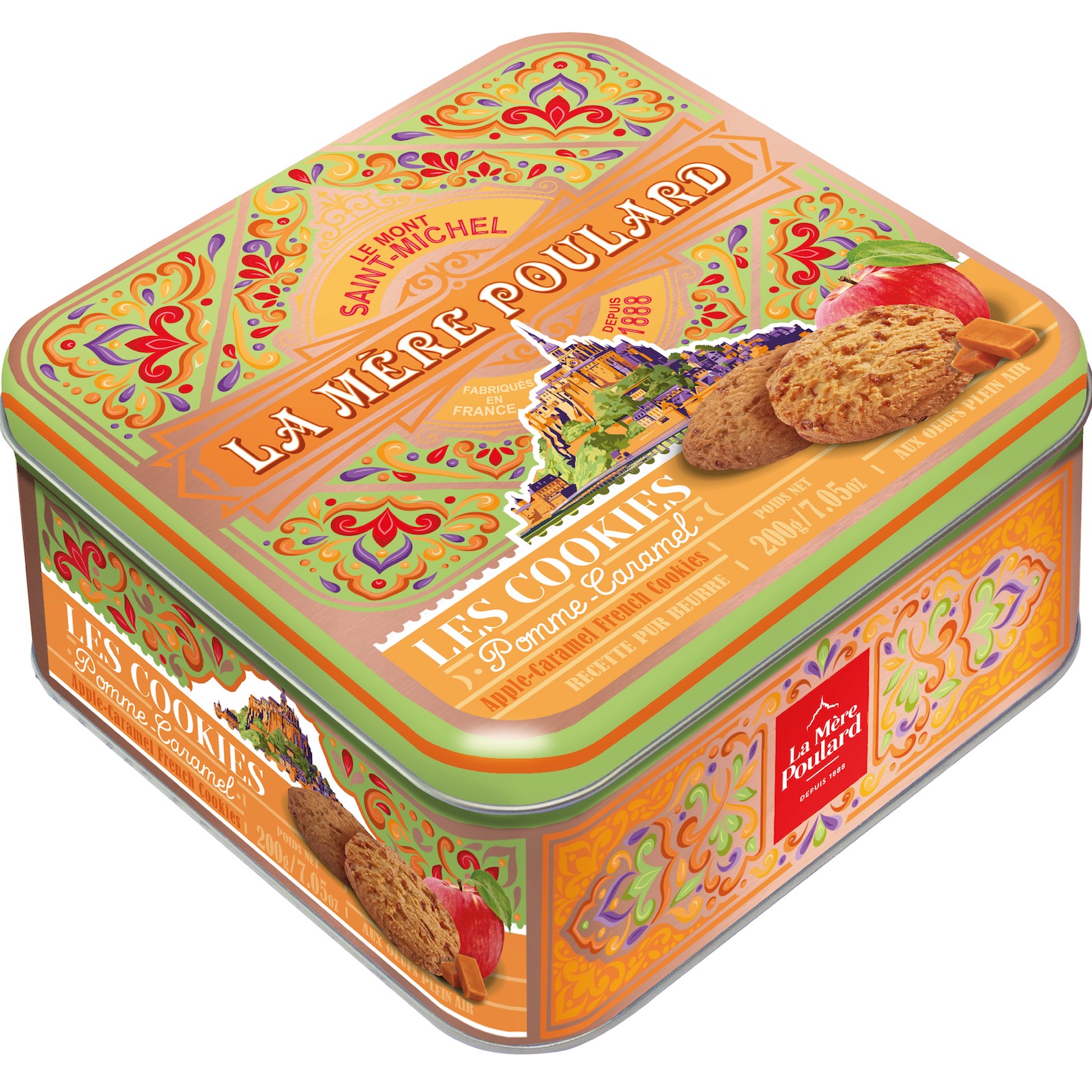 Les Cookies Mythique - Biscuiți cu mere și caramel cutie metalică 200G