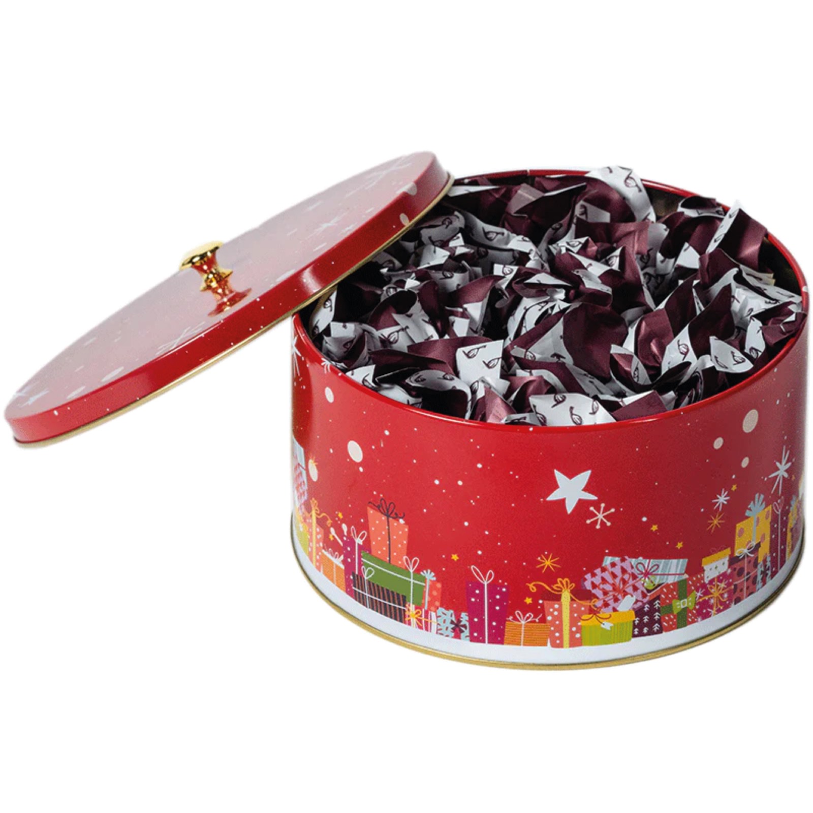 Smochine în ciocolată neagră - cutie metalică roșie 300G